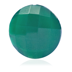 Anboret grøn onyx, rund / flad, facet, Ø14mm, 1. stk.